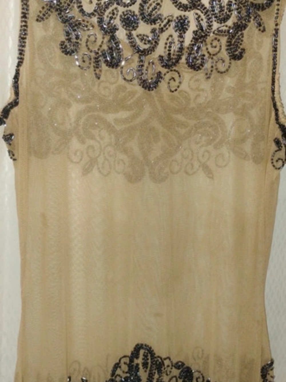 ✨Vintage Y2K Heavily Beaded Nude Illusion Mesh Crop Top ✨